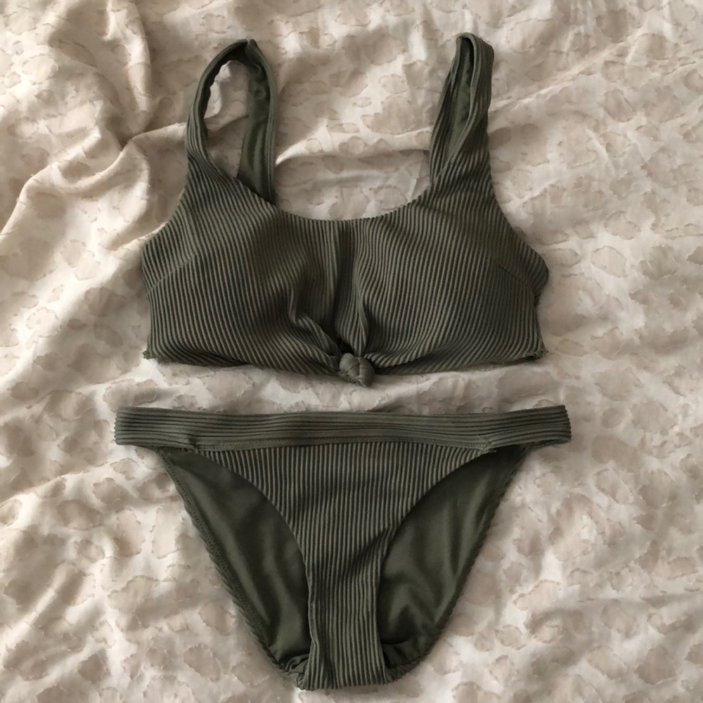Hollister Olive Green Ribbed Bikini
